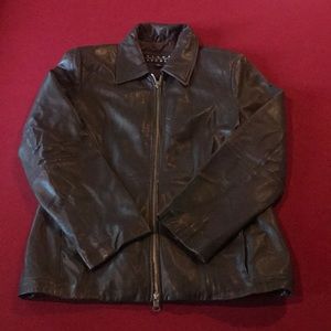 Brown leather jacket